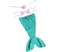 JDNH Soft Knitting Baby Sea-maiden Costume Chest Flower Headwear For Capturing Beautiful Moment In Newborns Photography Safe And Comfortable Baby Costume