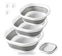 JDNOL 3 Pcs Collapsible Washing Up Bowls, Portable Foldable Wash Basin | 3 Sizes Multipurpose Folding Hand Basket Basin for Outdoor Camping Bowls Travel Kitchen Sink
