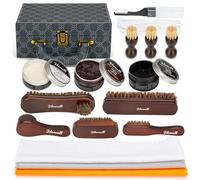Jdomall Premium Deluxe Shoe Polish Kit - 75.1g Black, Brown & Neutral Polish, Brushes, Buffing Cloth & More for Leather Shoes & Boots Care, 16pc