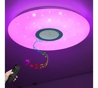 JDONG LED Ceiling Light dimmable with Remote Control and Bluetooth Speaker 36W RGB Stary Cover 2800-6500 Kelvin Bluetooth Ceiling Light
