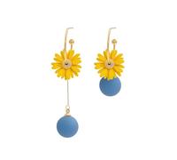 JDONL Asymmetric Yellow Daisy Flower Earrings for Women Boho Floral Dangle Drop Earrings Spring Summer Jewelry, L, Metal, No Gemstone