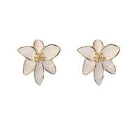 JDONL Bohemian Flower Stud Earrings for Women Statement Enamel Floral Petal Earrings Wedding Jewelry, L, Metal, No Gemstone
