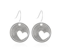 JDONL Minimalist Wave Thread Hollow Out Heart Dangle Drop Earrings Punk Round Vintage Alloy Geometric Hollow Out Circle Earrings Jewelry for Women, Metal, No Gemstone