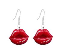 JDONL Sexy Red Pink Lips Earrings for Women Big Mouth Lipstick Kiss Dangle Drop Earrings Hip Hop Punk Nightclub Jewelry, L, Metal, No Gemstone