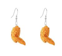 JDONL Simulated Food Earrings for Women Resin Creative Fried Chicken Leg Wing French Fries Shrimp Tail Drop Dangle Earrings Statement Jewelry, L, Metal, No Gemstone