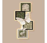 JDPYURV 3D Decorative Painting,3D wall art decor with led lights, hanging art with led light, vintage landscape wall sculpture mural for entryway living room(Green,65 * 150CM/25.6 * 59IN_A)