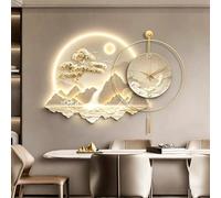 JDPYURV 3D Wall Art Decor with Decorative Clock and LED Lights, Creative Landscape Wall Hanging Mural, Large Lighted 3D Painting for Living Room Dining Room Entryway(A,58+50cm/22.8+19.7in)