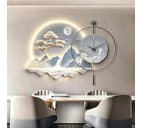 JDPYURV 3D Wall Art Decor with Decorative Clock and LED Lights, Creative Landscape Wall Hanging Mural, Large Lighted 3D Painting for Living Room Dining Room Entryway(F,58+50cm/22.8+19.7in)
