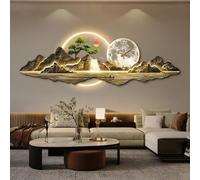 JDPYURV 3D Wall Art Decor With LED Lights, Modern Crystal Porcelain Wall Art Decorative Clock, Large Landscape Hanging Mural, Creative Sculpture With Light(A,150 * 50cm/59 * 19.7in)