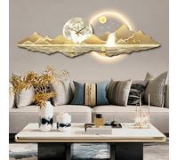 JDPYURV 3D Wall Art Decor With LED Lights, Modern Crystal Porcelain Wall Art Decorative Clock, Large Landscape Hanging Mural, Creative Sculpture With Light(G,120 * 40/47.2 * 15.7in)