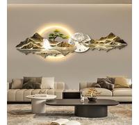 JDPYURV 3D Wall Art Decor With LED Lights, Modern Crystal Porcelain Wall Art Decorative Clock, Large Landscape Hanging Mural, Creative Sculpture With Light(B,105 * 35cm/41.3 * 13.8in)