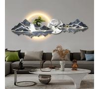 JDPYURV 3D Wall Art Decor With LED Lights, Modern Crystal Porcelain Wall Art Decorative Clock, Large Landscape Hanging Mural, Creative Sculpture With Light(D,120 * 40/47.2 * 15.7in)