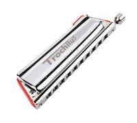 JDR Trochilus 10 Holes Chromatic Harmonica Pop Tuning Chromonica Key of A Valveless Harp with Case for Adults Professionals Beginners Kids Teachers and Students Gift (Pop Tuning Key of A)