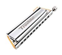 JDR Trochilus Chromatic Harmonica 10 Holes Chromonica Key of A Armonica Valveless Harp Mouth Organ with Case for Adults Professionals Beginners Kids Teachers Students (Chromatic/Solo Tuning Key of A)