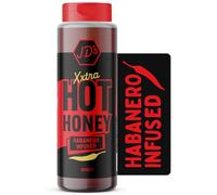 JD's XXTRA Hot Honey | Premium Habanero infused extra hot honey with Chilli Flakes | Extra Hot BBQ and Pizza Sauce | 350g