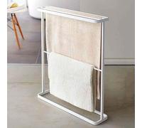 JDSHFEN Free Standing Towel Rack Freestanding with 5 Rails for Small Bathrooms Kitchens and Hotels, White-63x18x76cm