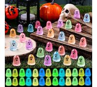 JDSTY 50Pcs Halloween Mini Ghosts Figures, Luminous Small Little Resin Ghost Figurines to Hide Glow in The Dark Tiny Statue for Halloween Party Favors Dollhouse Decorations Toys