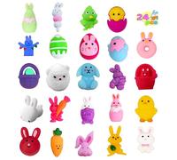 JDSTY Easter Mochi Squishy Toys, 24Pcs Stress Relief Squishies for Kids Boys Girls Toddlers, Easter Basket Stuffers Egg Fillers