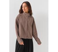 JDY High Collar Button-Front Shacket with Relaxed Fit, Portabella, Size Xs, Women Portabella