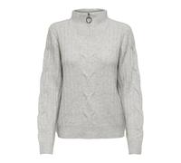 JdY Women's Andrea L/S Zip Cable Pullover KNT Knitted Jumper, Super Light Grey Melange, XXL
