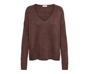 JDY Jdyelanora Neck Pullo Elanora L/S V-Neck Sweater, KNT Noos, Cherry Mahogany, S, Women's, Cherry Mahogany, S