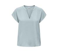 JdY JDYLION Women's Plain Short Sleeve Blouse Basic V-Neck Blouse Top, Silver Blue, 12