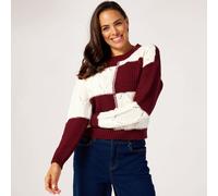 JDY Justy Colour Block Textured Knitted Jumper BLACK,OFF WHITE 2XL