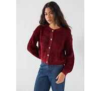 JDY Long Sleeve Boucle Cardigan, Red, Size L, Women Red