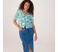 JDY Mace Tie detail Top WHITE BALEINE BLUE FLOWER 2XL