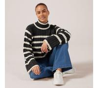 JDY Miley Long Stripe Knitted Jumper BIRCH DARK GREY STRIPE EXTRA LARGE TO EXTRA EXTRA LARGE