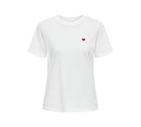 JDY Women's Pisa S/S Print Top JRS Noos T-Shirt, Cloud Dancer/Detail:Bittersweet Heart, XS