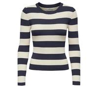 JdY Women's Plum L/S O-Neck Stripe Pull. KNT Noos Sweater, Blue, XXL
