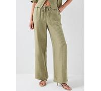 JDY Power Striped Wide Leg Trousers, Deep Lichen Green, Size Xl, Women Deep Lichen Green