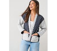 JDY Printed Quilted Jacket - Black/White - Multi, Multi, Size S, Women Print