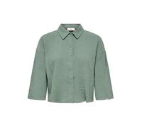 JdY Women's Jdytheis Life Crop WVN Noos Regular fit Shirt Collar and 3/4 Sleeves, Laurel Wreath, L