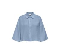 JdY Women's Jdytheis Life Crop WVN Noos Regular fit Shirt Collar and 3/4 Sleeves, Soft Chambray, L