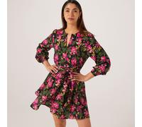 JDY Troya Belted Printed Dress BLACK FUCHSIA FLORAL 2XL