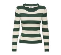 JDY Women Stripe Longsleeve Knit Pullover | Striped Top Ribbed Basic | Fineknit Sweater JDYPLUM, Colours:Grassgreen, Size:M