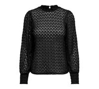 JDY Women's Blouse high Neck Button Placket lace Detail Long Sleeve, Colours:Black-2, Size:M