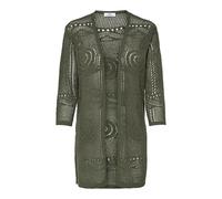 JDY Women's Cardigan V-Neck 3/4 Sleeve Side Slits Elegant Jacket, Green, L