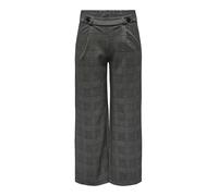 JDY Women's Checked Fabric Trousers Elastic Wide Marlene Pants Elegant Palazzo Culotte, Colours:Grey-2, Size:L / 32L, Leg Length:L32