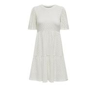 JdY Women's Jdycarla Cathinka S/S Dress JRS Noos, Cloud Dancer, M