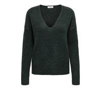 JACQUELINE de YONG JDY Women's Fine Knit V-Neck Jumper JDYELANORA Long Sleeve Knit Top Ribbed, Colours:DarkGreen, Size:S