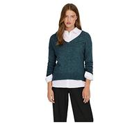 JdY Women's JDYELANORA L/S V-Neck PULLO. KNT NOOS Knit Sweater, Atlantic Deep/Detail:Melange, S