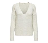 JDY Women's JDYELANORA L/S V-Neck PULLO. KNT NOOS Knitted Jumper, Cloud Dancer/Detail: Melange, S