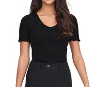 JdY Women's JDYFRANSISKA S/S Solid Top JRS NOOS T-Shirt, Black, L