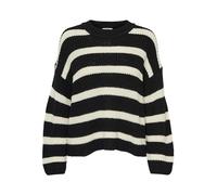 JDY Women's Jdyjusty L/S Stripe KNT Noos Jumper Sweater, Black, XS