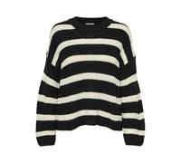 JDY Women's Jdyjusty L/S KNT Noos Jumper Sweater, Black/Stripes: Eggnog, M