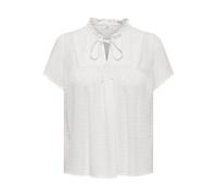 Ruffled Tie-Neck Blouse White