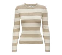 JdY Women's Jdyplum L/S O-Neck Stripe Pullover KNT Pullover, Beige, M